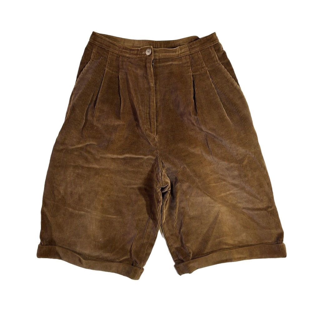 Vintage Christian Dior Separates Brown Corduroy Bermuda‎ Shorts Culottes Size 8